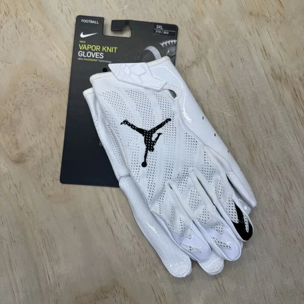 NEW Jordan Vapor Knit Football Gloves White NFL Logo Sz 3XL CK3017-102